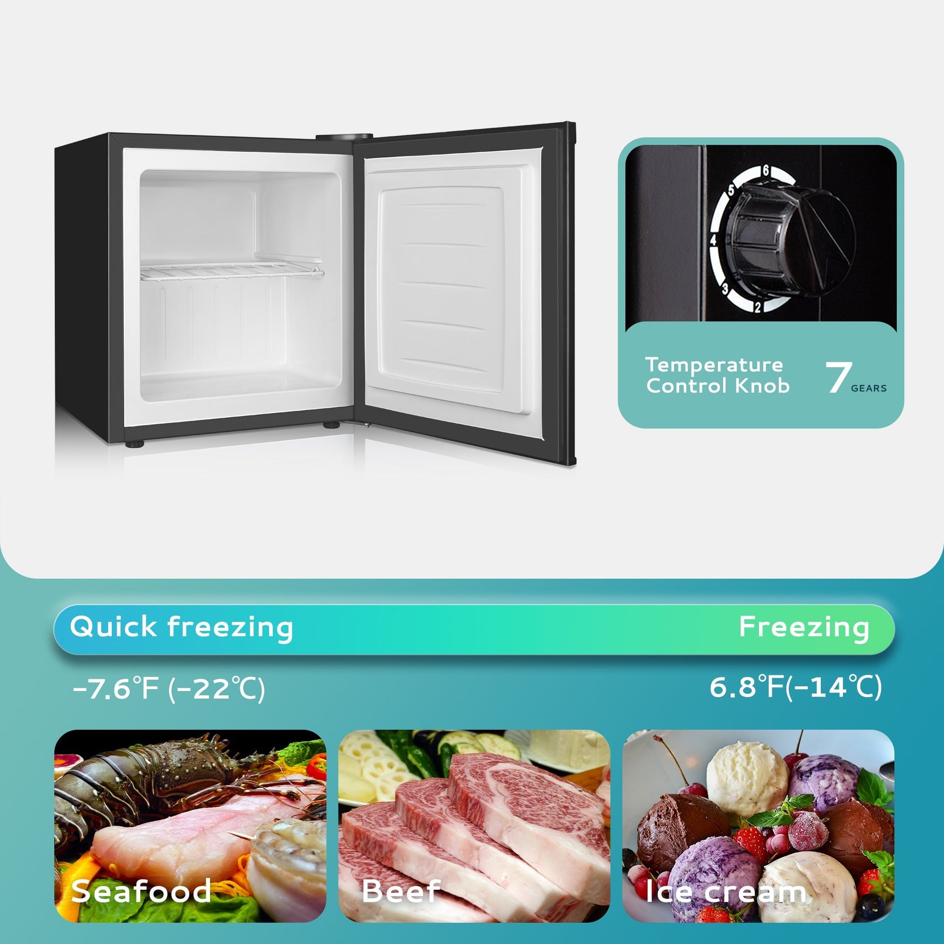 EUHOMY Compact Mini Freezer, Upright freezer Rapid Cooling - Euhomy