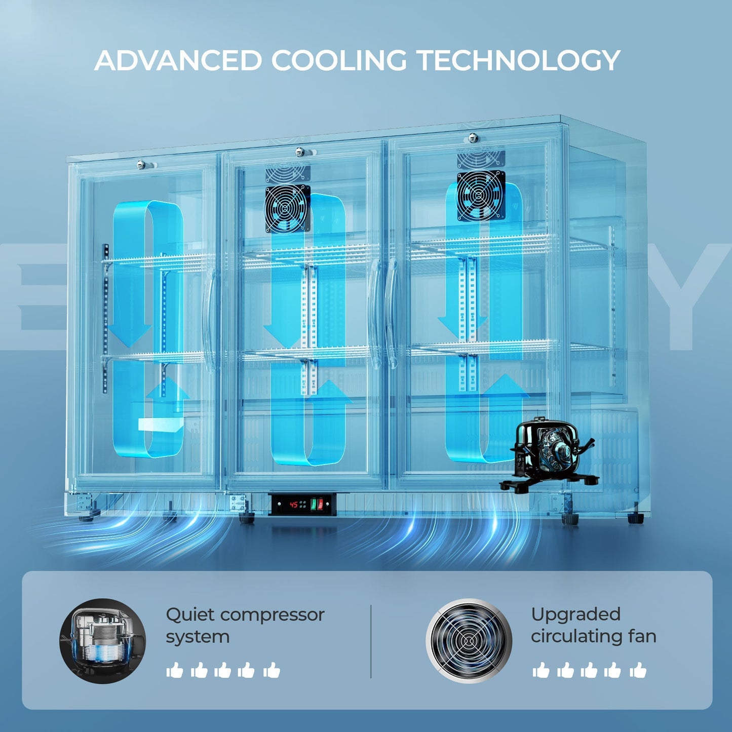 EUHOMY Back Bar Cooler With 2/3 Glass Swing Doors Wine Cooler - Euhomy