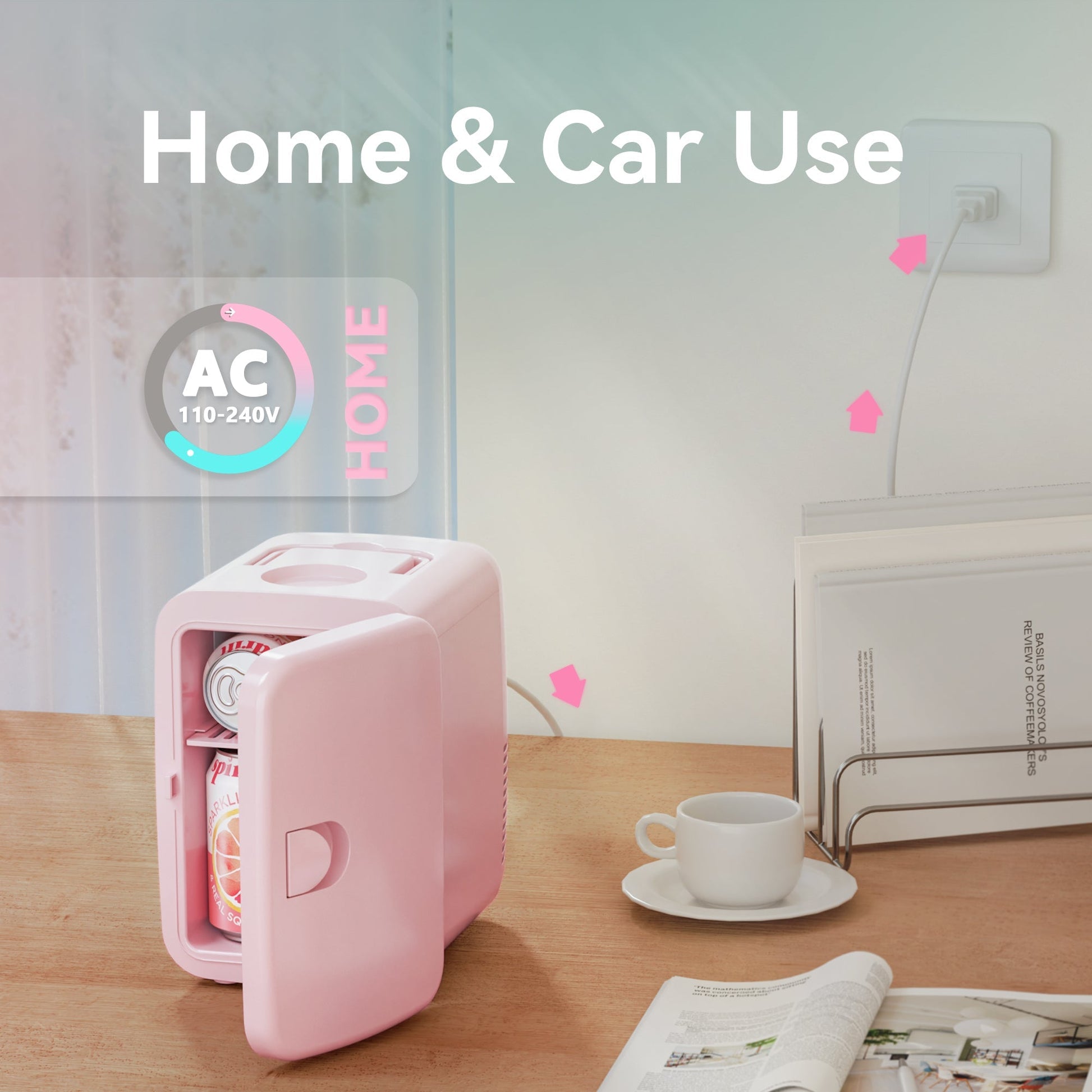 EUHOMY Mini Fridge, 4 AC/DC Small Refrigerator for Skincare, Portable Cooler and Warmer for Skin Care, Beverage, 4L Makeup Mini Fridge - Euhomy